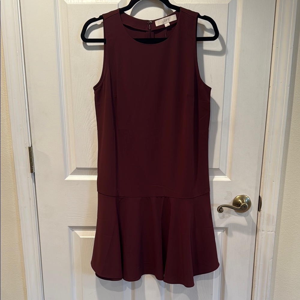 ANN TAYLOR LOFT Red Burgundy Sleeveless Drop Waist Dress NWT
